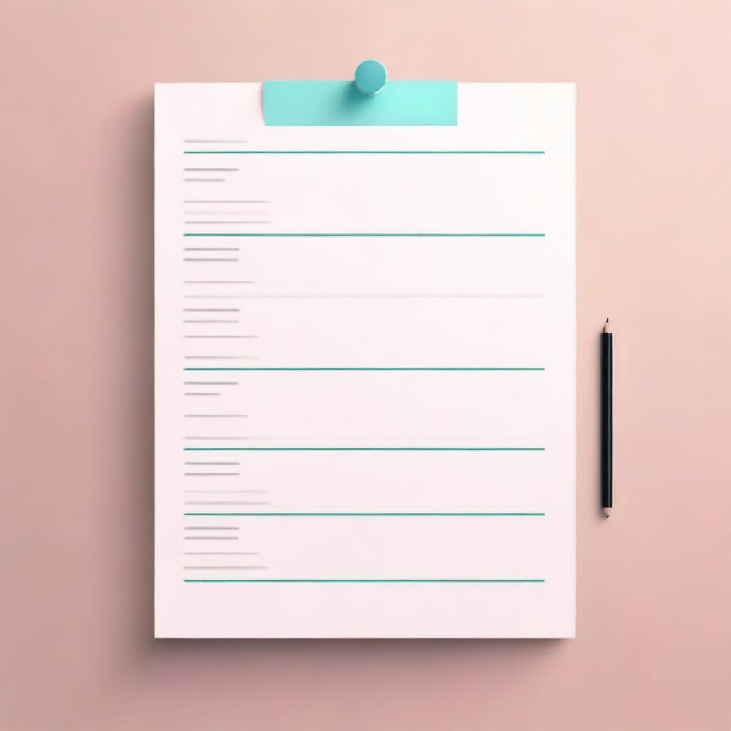 This is a high-quality 3D digital illustration of a neat, A4-sized paper list with a handwritten checklist