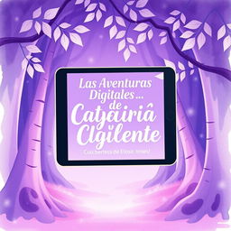 A book cover designed for a children's book with pastel purple color tones, featuring a magical style