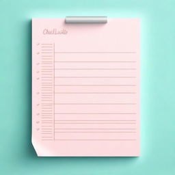 This is a high-quality 3D digital illustration of a neat, A4-sized paper list with a handwritten checklist