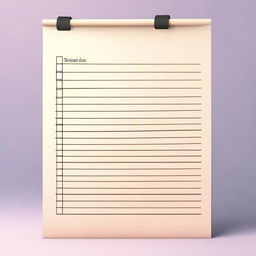 This is a high-quality 3D digital illustration of a neat, A4-sized paper list with a handwritten checklist