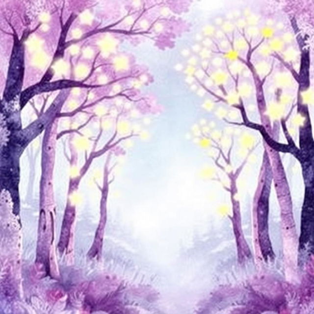 A book cover for a children's story with pastel shades of purple, designed in a magical style