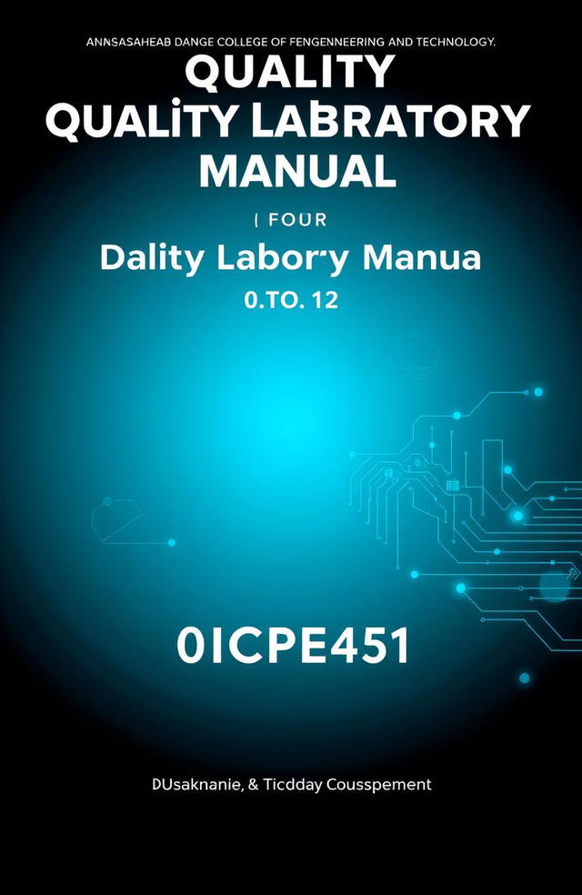 A high-quality cover design for the "Quality Laboratory Manual" of the Ubiquitous Computing Laboratory, Annasaheb Dange College of Engineering and Technology, Department of Computer Science and Engineering