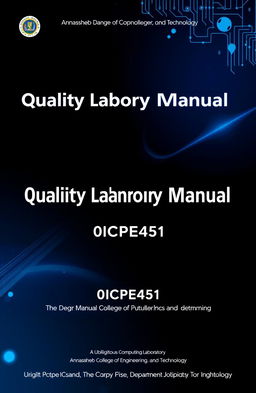 A high-quality cover design for the "Quality Laboratory Manual" of the Ubiquitous Computing Laboratory, Annasaheb Dange College of Engineering and Technology, Department of Computer Science and Engineering