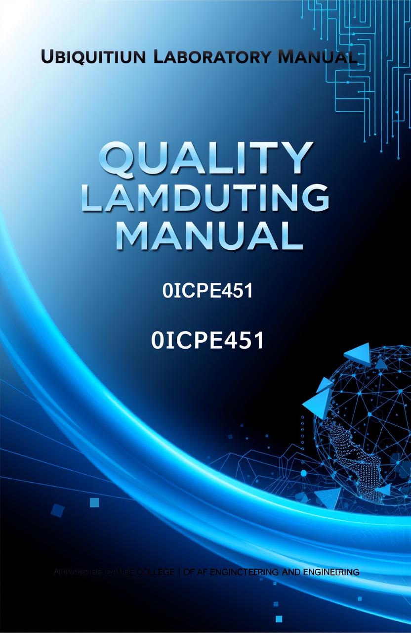 A high-quality cover design for the "Quality Laboratory Manual" of the Ubiquitous Computing Laboratory, Annasaheb Dange College of Engineering and Technology, Department of Computer Science and Engineering