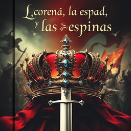 A captivating Wattpad cover featuring a majestic crown intricately designed with jewels and surrounded by sharp, menacing thorns