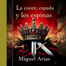 A captivating Wattpad cover featuring a majestic crown intricately adorned with jewels, surrounded by sharp, menacing thorns