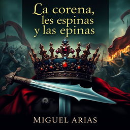 A captivating Wattpad cover featuring a majestic crown intricately adorned with jewels, surrounded by sharp, menacing thorns