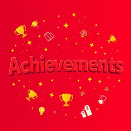 A vibrant and visually striking illustration featuring the word 'Achievements' prominently displayed in bold red letters