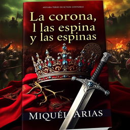 A stunning Wattpad cover featuring a regal crown embellished with sparkling jewels, surrounded by fierce, sharp thorns