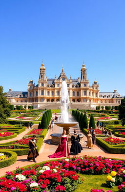 A magnificent royal palace, large and intricately designed, featuring tall spires and golden domes