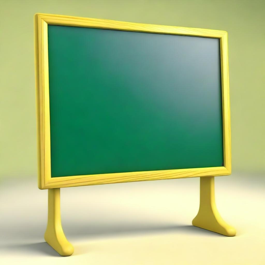 A vivid 3D image of an empty, colorful chalkboard for kids on a stand