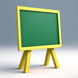 A vivid 3D image of an empty, colorful chalkboard for kids on a stand