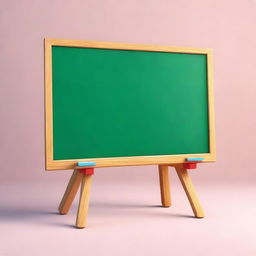 A vivid 3D image of an empty, colorful chalkboard for kids on a stand