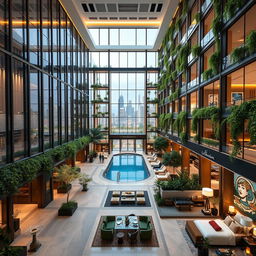 A captivating hotel concept, showcasing a luxurious and innovative design with a modern aesthetic
