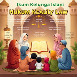 A visually engaging illustration representing key concepts in Islamic family law (Hukum Keluarga Islam)