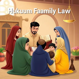 A visually engaging illustration representing key concepts in Islamic family law (Hukum Keluarga Islam)