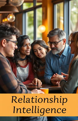 An artistic representation of 'Relationship Intelligence', focusing on a diverse group of individuals engaged in deep and meaningful interactions