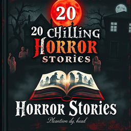 A captivating book cover for a collection titled '20 Chilling Horror Stories'