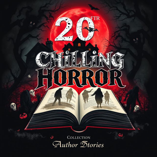 A captivating book cover for a collection titled '20 Chilling Horror Stories'