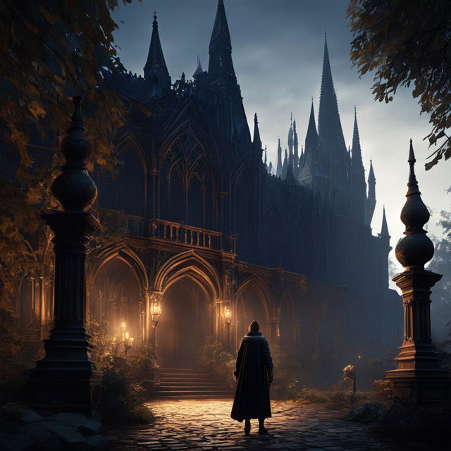 A Pixar-style digital art piece reimagining a screenshot from Elden Ring 2, featuring the protagonist, the game's gothic architecture, and stylized user interface