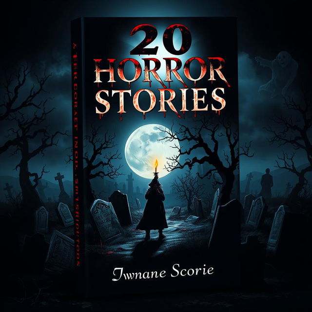 A chilling book cover for a collection titled '20 Horror Stories'