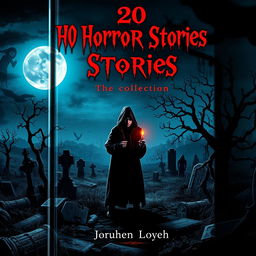 A chilling book cover for a collection titled '20 Horror Stories'