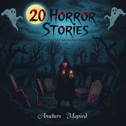 A chilling book cover for a collection titled '20 Horror Stories'