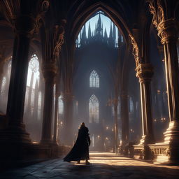 A Pixar-style digital art piece reimagining a screenshot from Elden Ring 2, featuring the protagonist, the game's gothic architecture, and stylized user interface