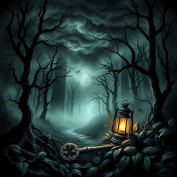 An eerie book cover for a horror novel, sized 13x21 cm, without a title or subtitle