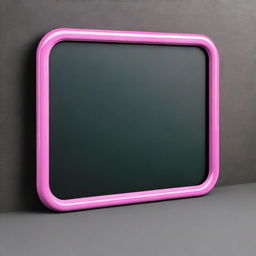 A high-quality 3D image of a cute, shiny plastic chalkboard for kids, rendered in vivid colors