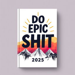 A professionally designed book cover for an inspirational motivating journal for the year 2025, prominently featuring the phrase "Do Epic Shit" in bold, striking typography