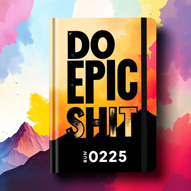 A professionally designed book cover for an inspirational motivating journal for the year 2025, prominently featuring the phrase "Do Epic Shit" in bold, striking typography