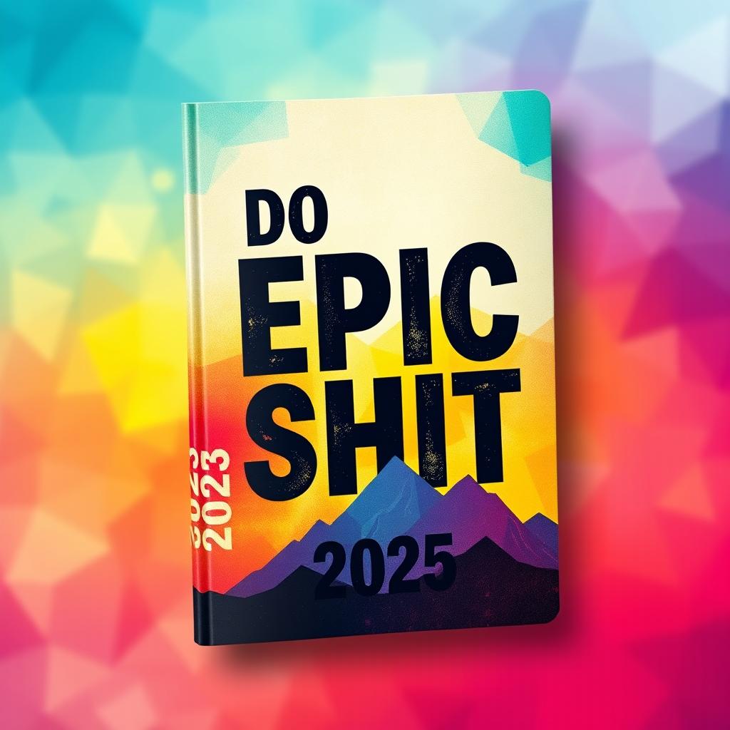 A professionally designed book cover for an inspirational motivating journal for the year 2025, prominently featuring the phrase "Do Epic Shit" in bold, striking typography