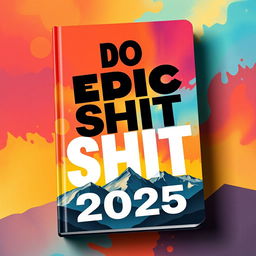 A professionally designed book cover for an inspirational motivating journal for the year 2025, prominently featuring the phrase "Do Epic Shit" in bold, striking typography