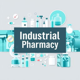 An industrial pharmacy cover page showcasing a unique and visually striking design centered on relevant themes in the pharmaceutical field