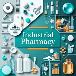 An industrial pharmacy cover page showcasing a unique and visually striking design centered on relevant themes in the pharmaceutical field