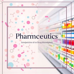 A sophisticated and unique cover page design for a pharmaceutics textbook