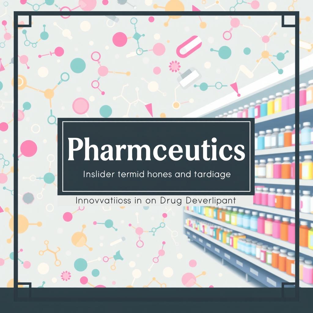 A sophisticated and unique cover page design for a pharmaceutics textbook