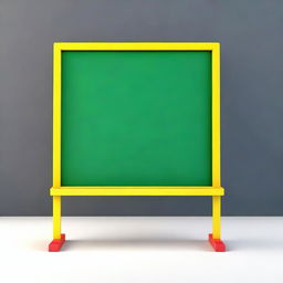 A high-quality 3D image of a vivid, shiny, empty chalkboard for kids on a stand