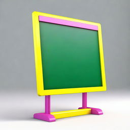 A high-quality 3D image of a vivid, shiny, empty chalkboard for kids on a stand