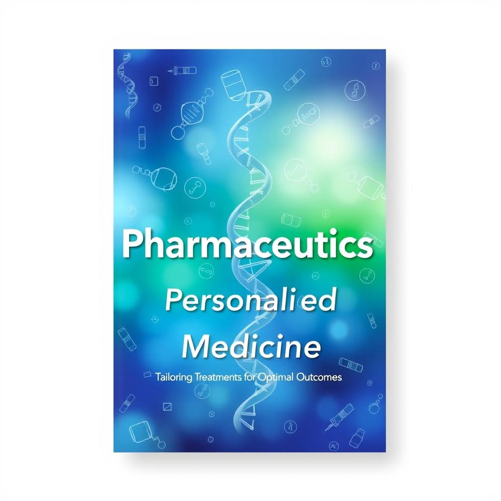 An innovative and striking cover page design for a pharmaceutics textbook, focusing on the topic of 'Personalized Medicine'