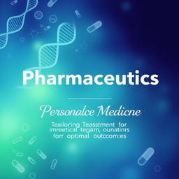 An innovative and striking cover page design for a pharmaceutics textbook, focusing on the topic of 'Personalized Medicine'