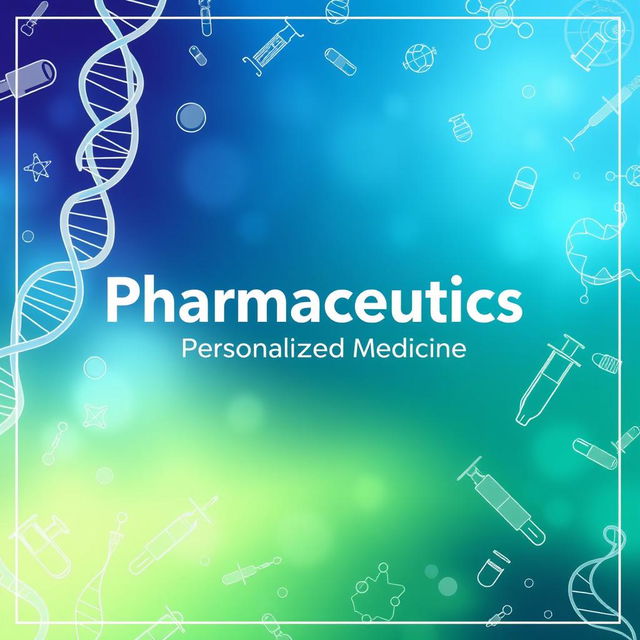 An innovative and striking cover page design for a pharmaceutics textbook, focusing on the topic of 'Personalized Medicine'