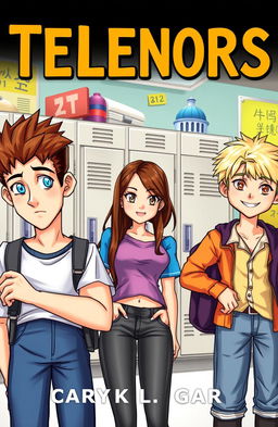 A realistic book cover featuring three teenage characters