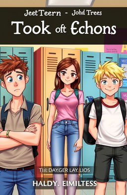 A realistic book cover featuring three teenage characters