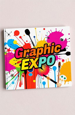 A vibrant album cover titled 'Graphic Expo' showcasing a collage of various art styles, including abstract, surrealism, and pop art