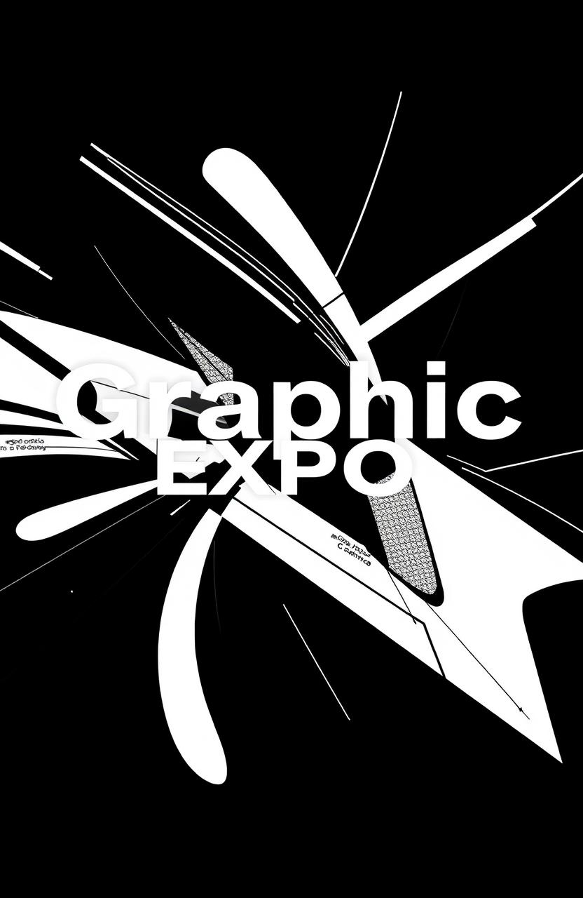 A stunning black and white cover design for an art album titled 'Graphic Expo'