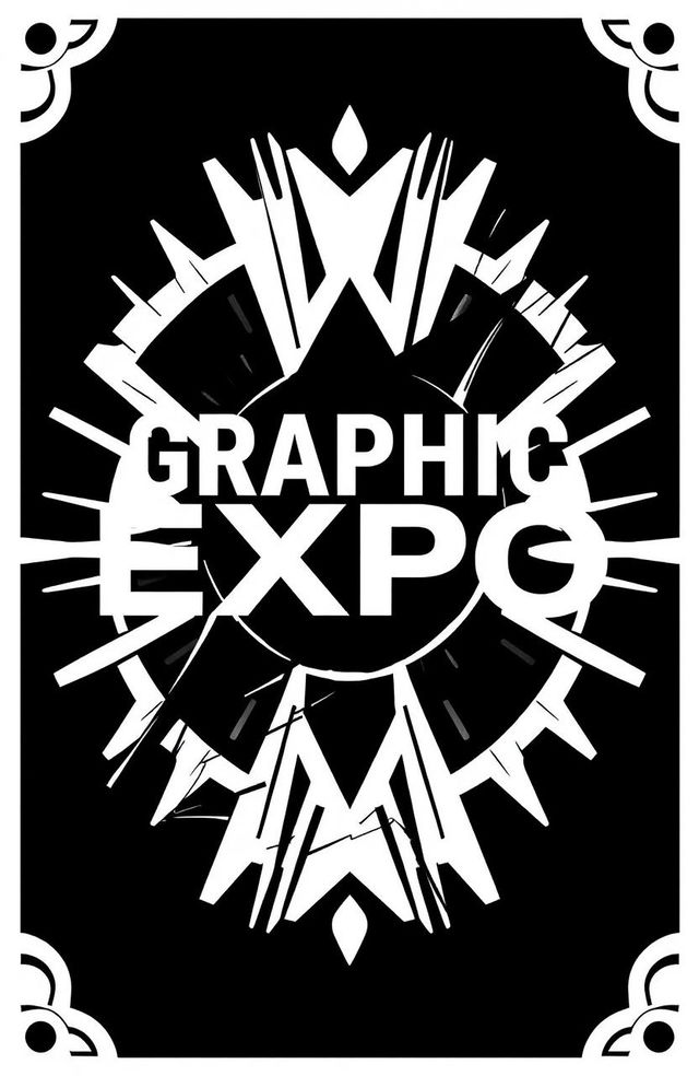 A stunning black and white cover design for an art album titled 'Graphic Expo'