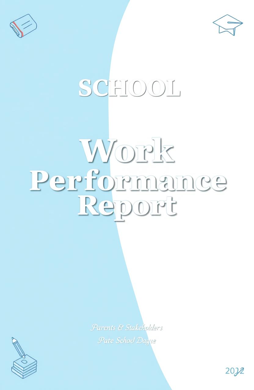 A professional and visually appealing cover page design for a school work performance report