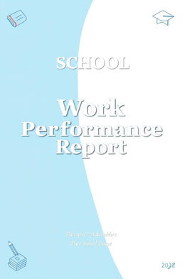 A professional and visually appealing cover page design for a school work performance report